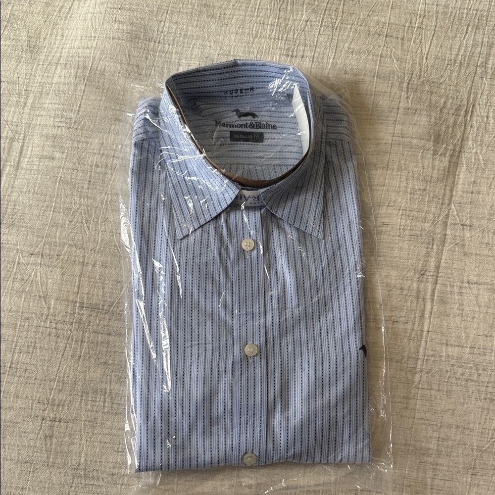 NEW‎ Harmont & Blaine Light Blue Pinstripe Dress Shirt